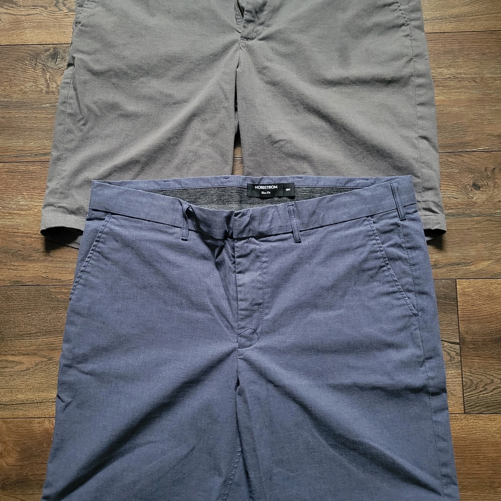 Nordstrom Blue and Gray Slim Fit Shorts, Size 38